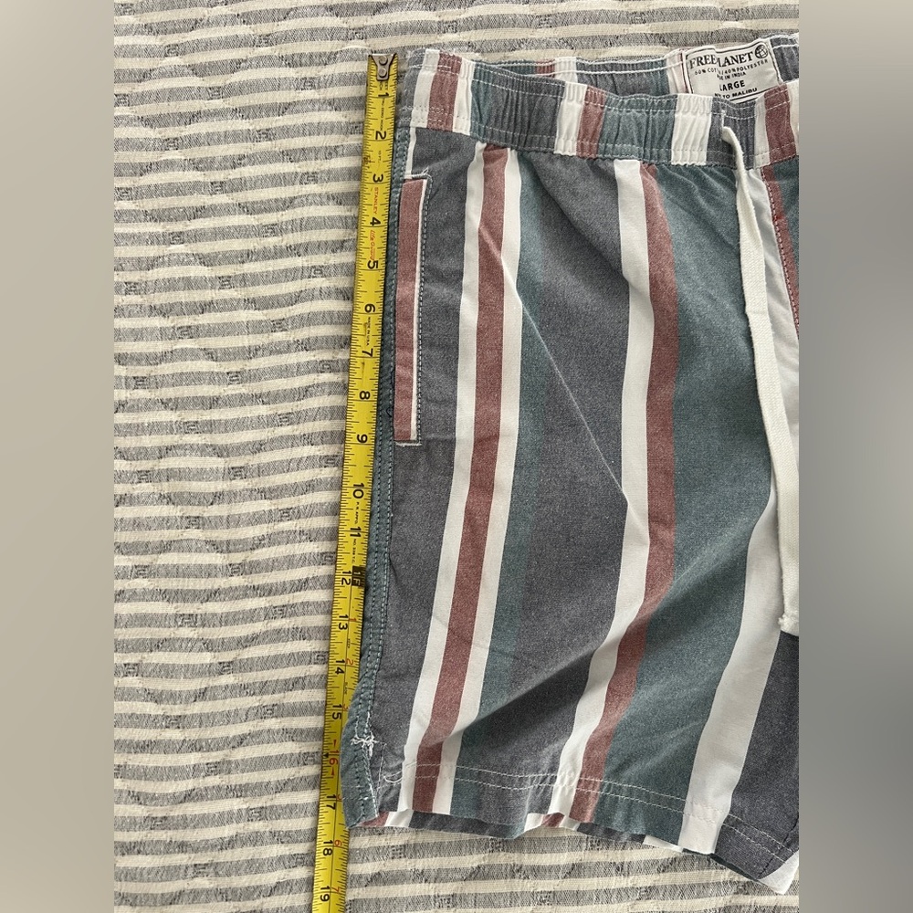 Free Planet Men's Striped Shorts - Gray, White, Brown L - Picture 10 of 10